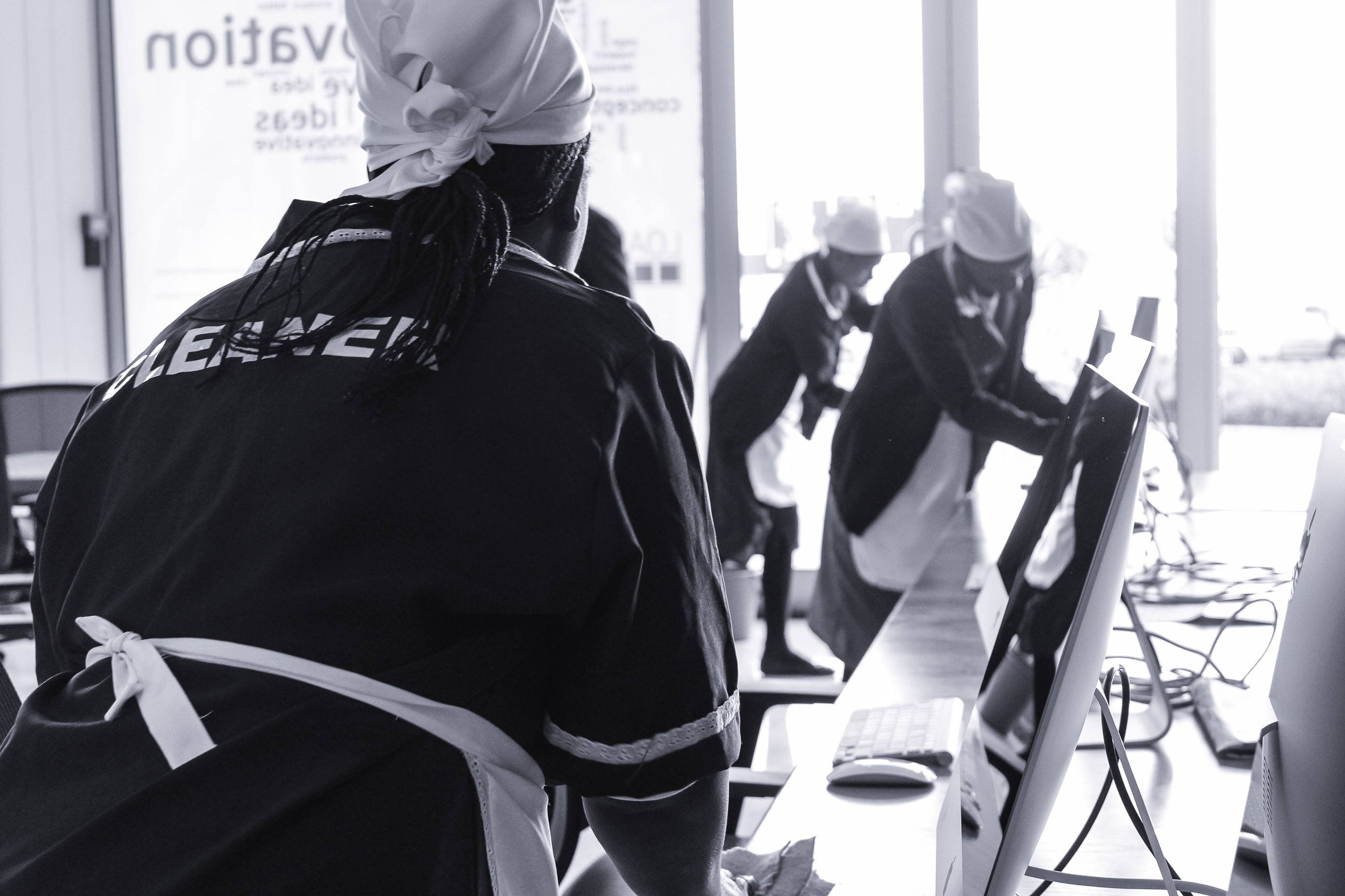 Professional cleaner performing home cleaning service